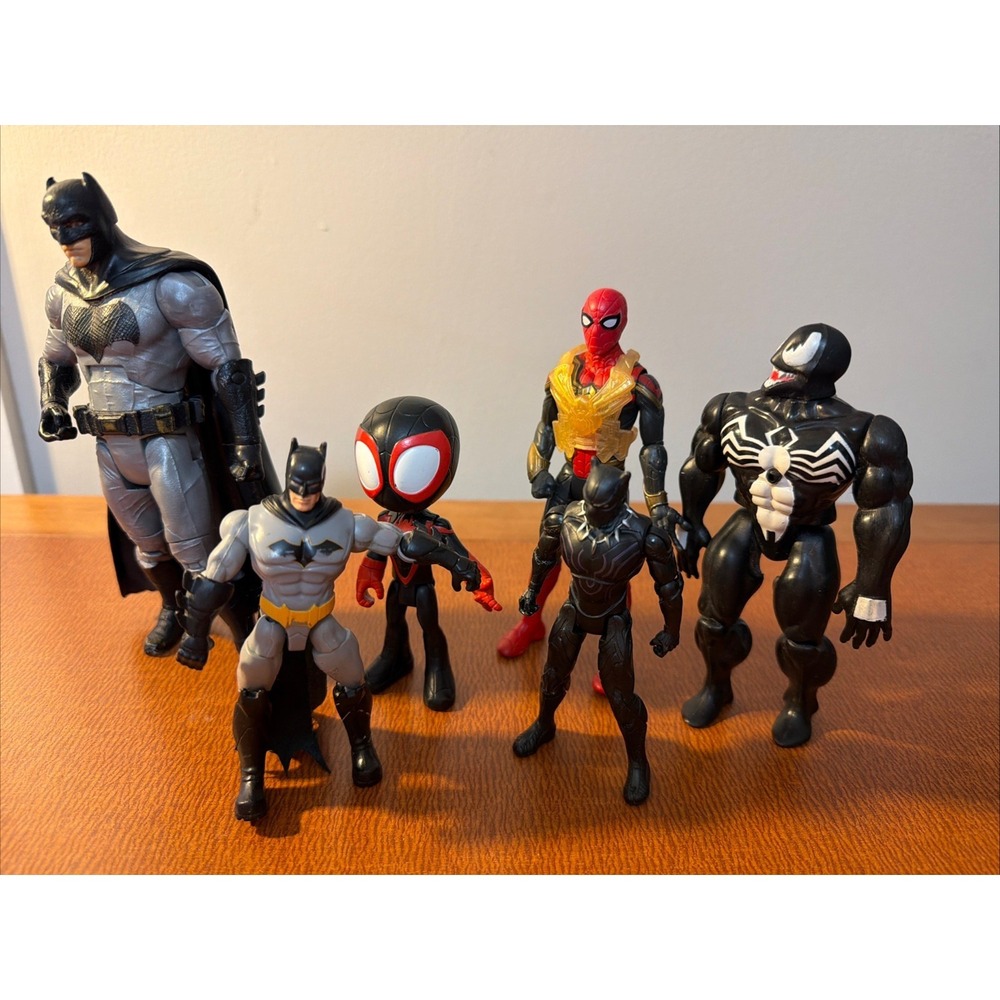 Lot Of 6 Action Figures: Batman, Spiderman, Venom